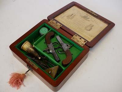 Lot Pair of percussion boxlock pistols signed H....