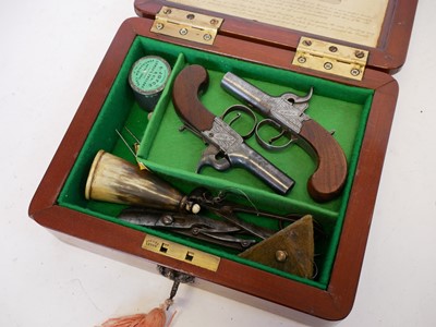 Lot Pair of percussion boxlock pistols signed H....