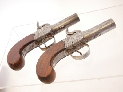 Lot Pair of percussion boxlock pistols signed H....