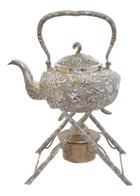 Lot 40 - An Early 20th Century Chinese Export Silver Kettle on Stand by Luen Wo of Shanghai