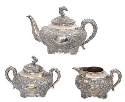 Lot 41 - An Early 20th Century Chinese Export Silver Three Piece Tea Set by Tuck Chang