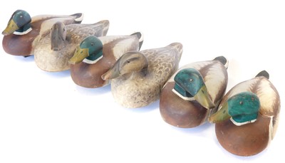 Lot Six wood decoy ducks, made originally to be a...