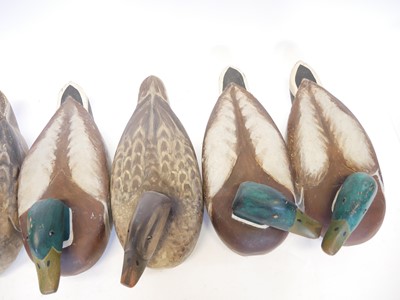 Lot 464 - Six wood decoy ducks, made originally to be a...