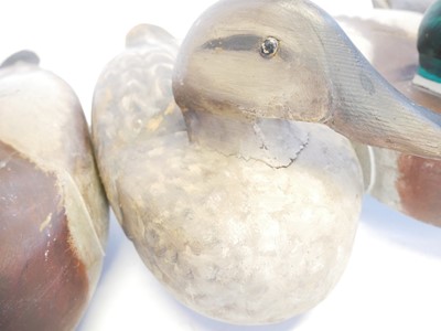 Lot 464 - Six wood decoy ducks, made originally to be a...