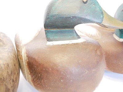 Lot 464 - Six wood decoy ducks, made originally to be a...