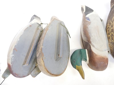 Lot 464 - Six wood decoy ducks, made originally to be a...