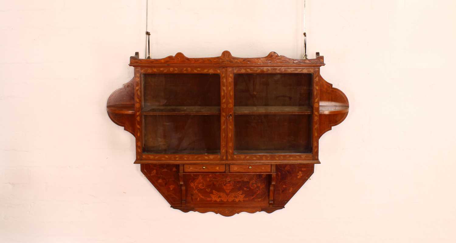Lot 162 - A 19th Century Dutch Walnut and Marquetry Wall Cabinet Retailed by Edwards & Roberts of London