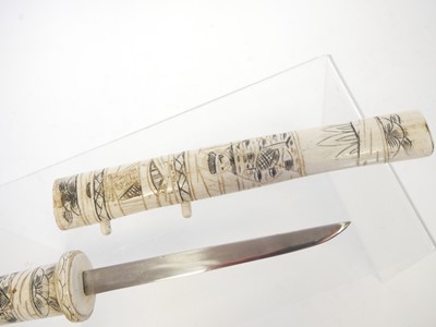 Lot Japanese Gendaito Kaiken, 16cm cutting edge,...