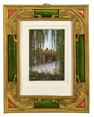 Lot 253 - An Early 20th Century Gilt Brass and Guilloche Enamel Art Deco Tabletop Wall Hanging Frame