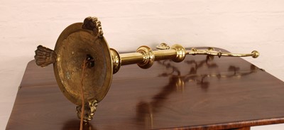 Lot 224 - A Large Victorian and Later Brass Three Branch Candelabrum