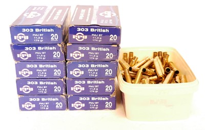 Lot PPU .303 once fired brass, 278 cases, de-primed.