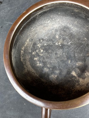 Lot 11 - A Chinese Bronze Censer with Xuande Mark on Bronze Stand