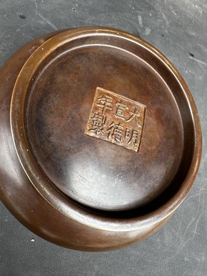 Lot 11 - A Chinese Bronze Censer with Xuande Mark on Bronze Stand