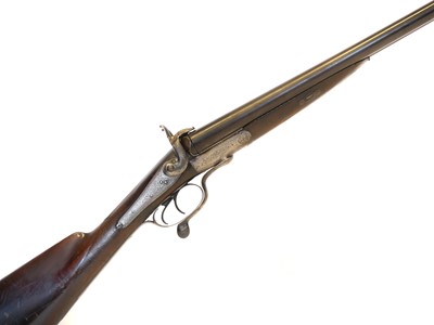 Lot 58 - 12 bore pinfire side by side shotgun, 28inch...