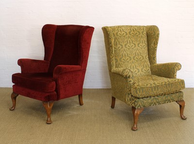 Lot 214A - A Pair of Georgian Style Wingback Armchairs by Parker Knoll