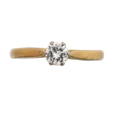 Lot An 18ct gold and diamond single stone ring by Boodle & Dunthorne.