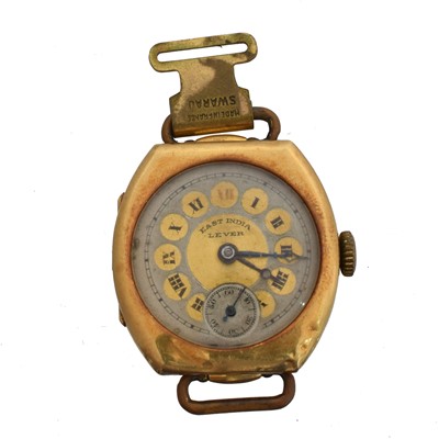 Lot 132 - An 18ct gold 'East India Lever' manual wind wristwatch.