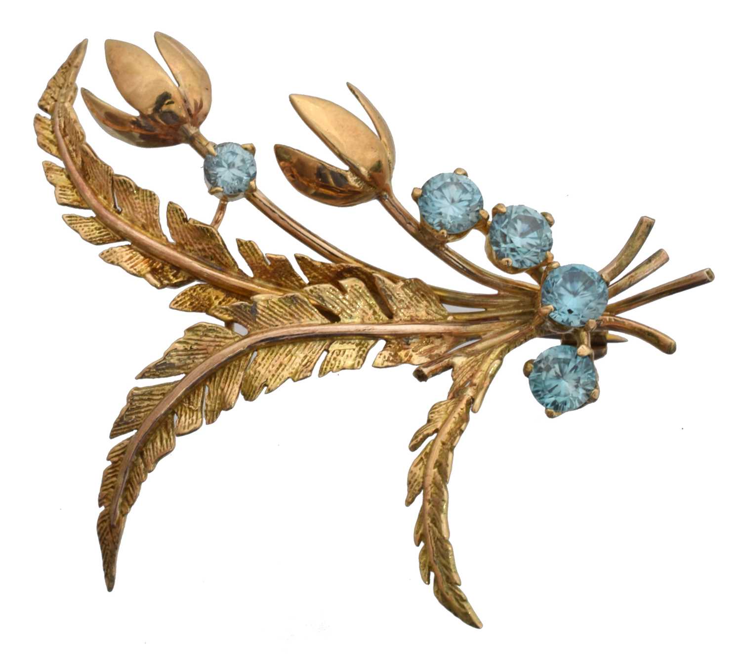 Lot 9 - A 9ct gold and zircon spray brooch