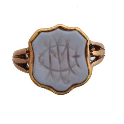 Lot An agate intaglio ring set in 18ct gold