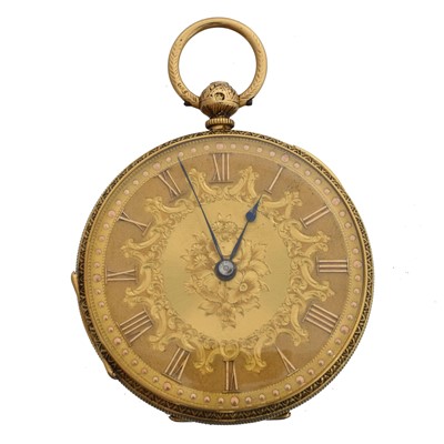 Lot 171 - An 18ct gold open face fob watch by J. Hillo, Newcastle