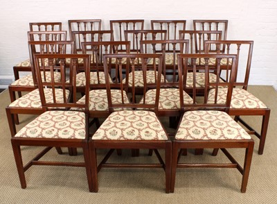 Lot 277 - A Good Set of Sixteen George III Sheraton-Style Mahogany Dining Chairs