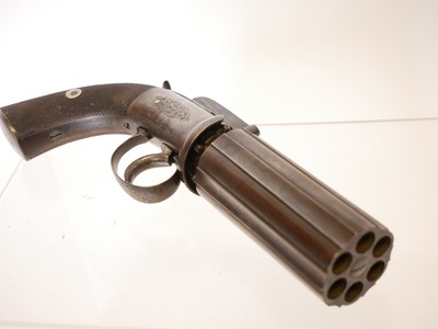 Lot 23 - Percussion 64 bore pepperbox pistol, 3.5inch...