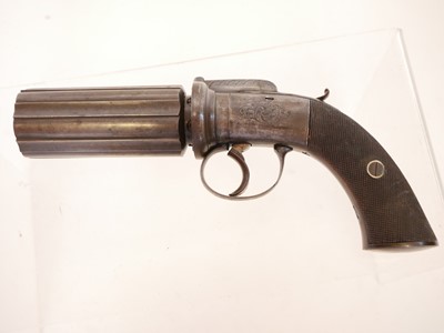 Lot 23 - Percussion 64 bore pepperbox pistol, 3.5inch...