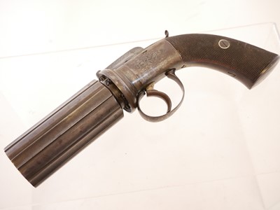 Lot 23 - Percussion 64 bore pepperbox pistol, 3.5inch...