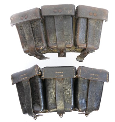 Lot 168 - Two German M1911 leather ammunition pouches,...