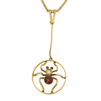 Lot An early 20th century gem-set spider pendant