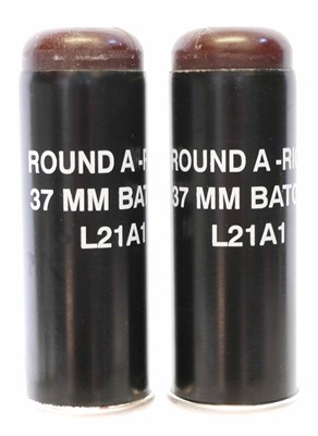 Lot 551 - Two 37mm Baton L21A1 anti riot cartridges. UK...
