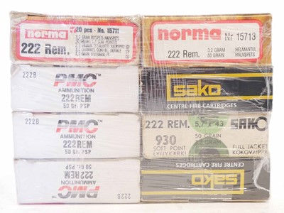 Lot 557 - .222 Remington ammunition, 160 rounds by Norma,...