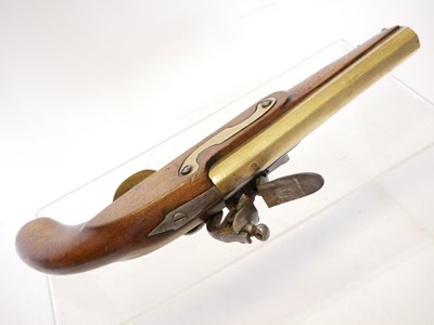Lot 8 - Belgian flintlock 24 bore pistol, with 7inch...