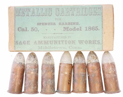 Lot 539 - 56/50 Spencer rim fire rifle ammunition, 14...