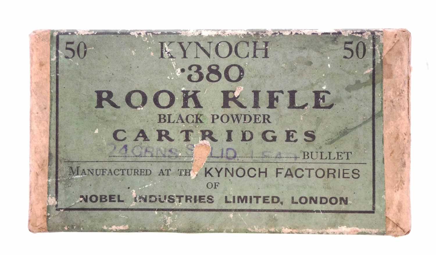 Lot 523 - Box of Kynoch .380 Rook Rifle ammunition, 50...