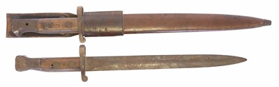Lot 154 - Lee Enfield 1903 pattern bayonet scabbard and...
