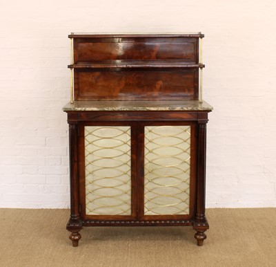 Lot 228 - A Good Regency Rosewood, Brass and Marble-Topped Chiffonier