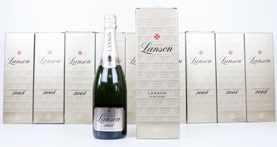 Lot 10 bottles Champagne Lanson Vintage 2008