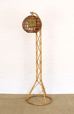 Lot Italian Mid-Century Bamboo and Rattan Floor Lamp