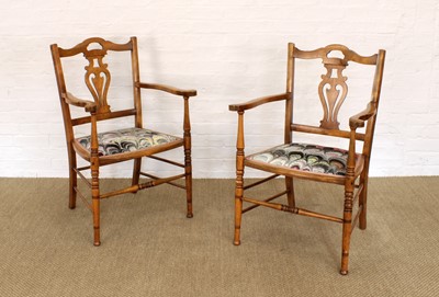 Lot 262 - A Pair of Late 19th/Early 20th Century Carved and Turned Beech Armchairs