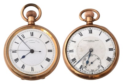 Lot 168 - A 9ct gold open face pocket watch by Thomas Russell & Son, Liverpool and another (2)