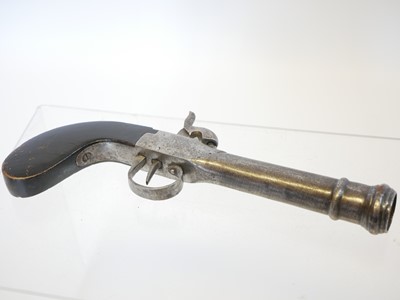 Lot Belgian boxlock percussion pistol, 4inch...