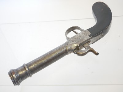 Lot Belgian boxlock percussion pistol, 4inch...
