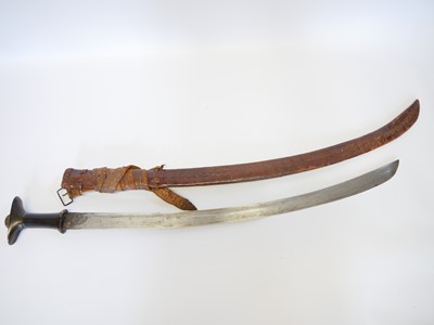 Lot Ethiopian sword and scabbard, with horn grip...