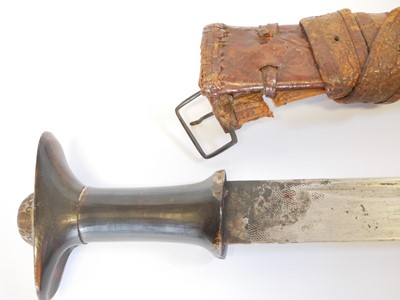 Lot Ethiopian sword and scabbard, with horn grip...