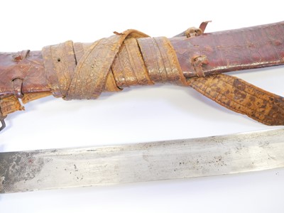 Lot Ethiopian sword and scabbard, with horn grip...