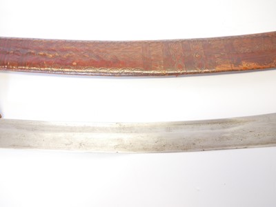 Lot Ethiopian sword and scabbard, with horn grip...