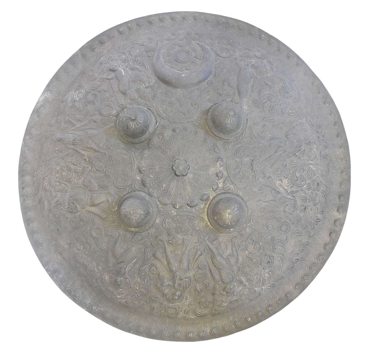 Lot Dhal shield, with embossed with a crescent and...
