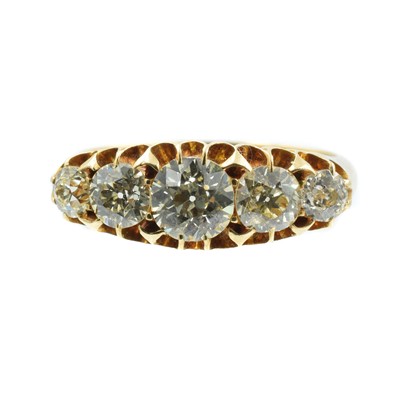 Lot A Victorian 18ct yellow gold and diamond five stone ring