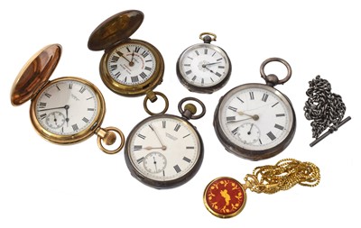 Lot A collection of silver and gold plated pocket watches